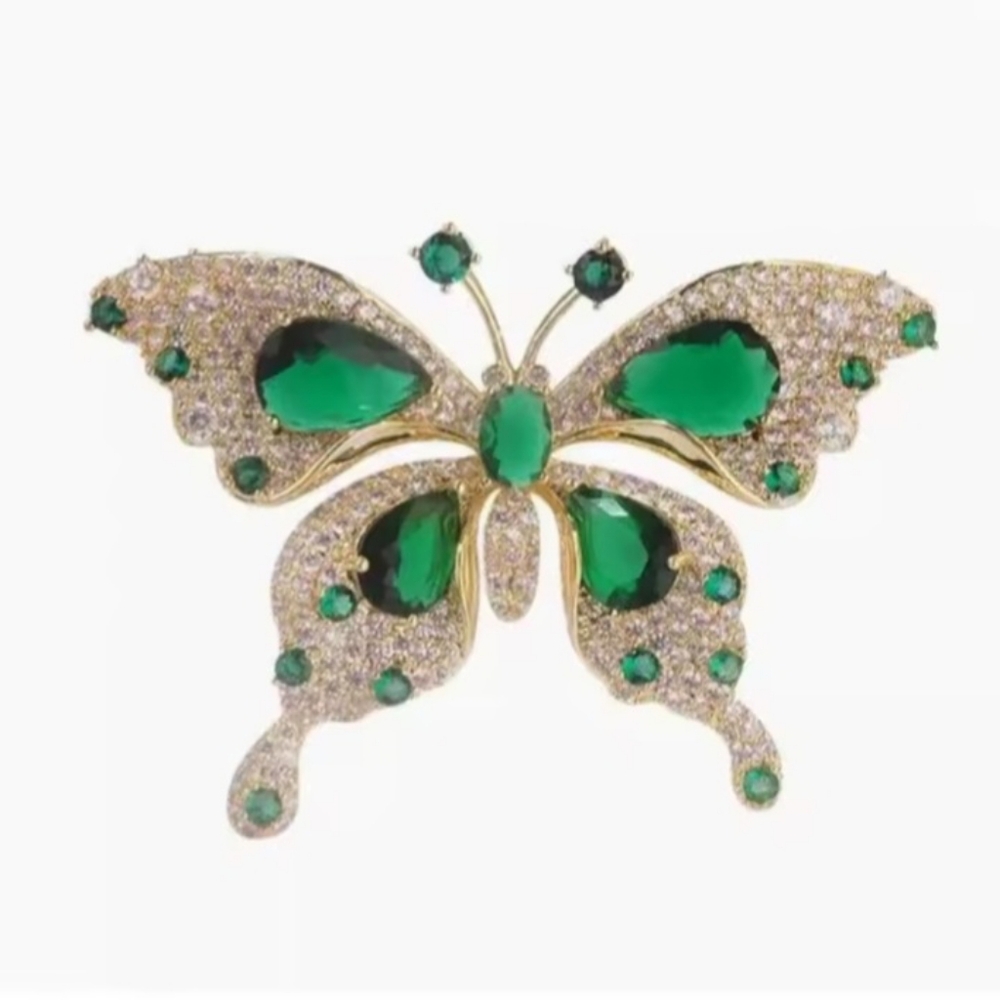 Butterfly Brooch with Sparkling Gemstones NIB